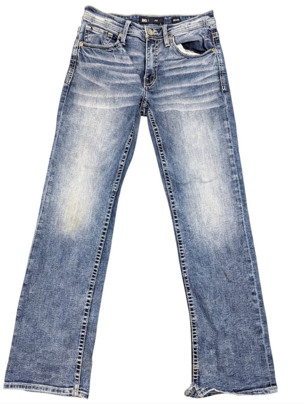 BKE Jake Straight Leg Men's Size 34x32 Thick Stitching Whisker Y2K Grunge